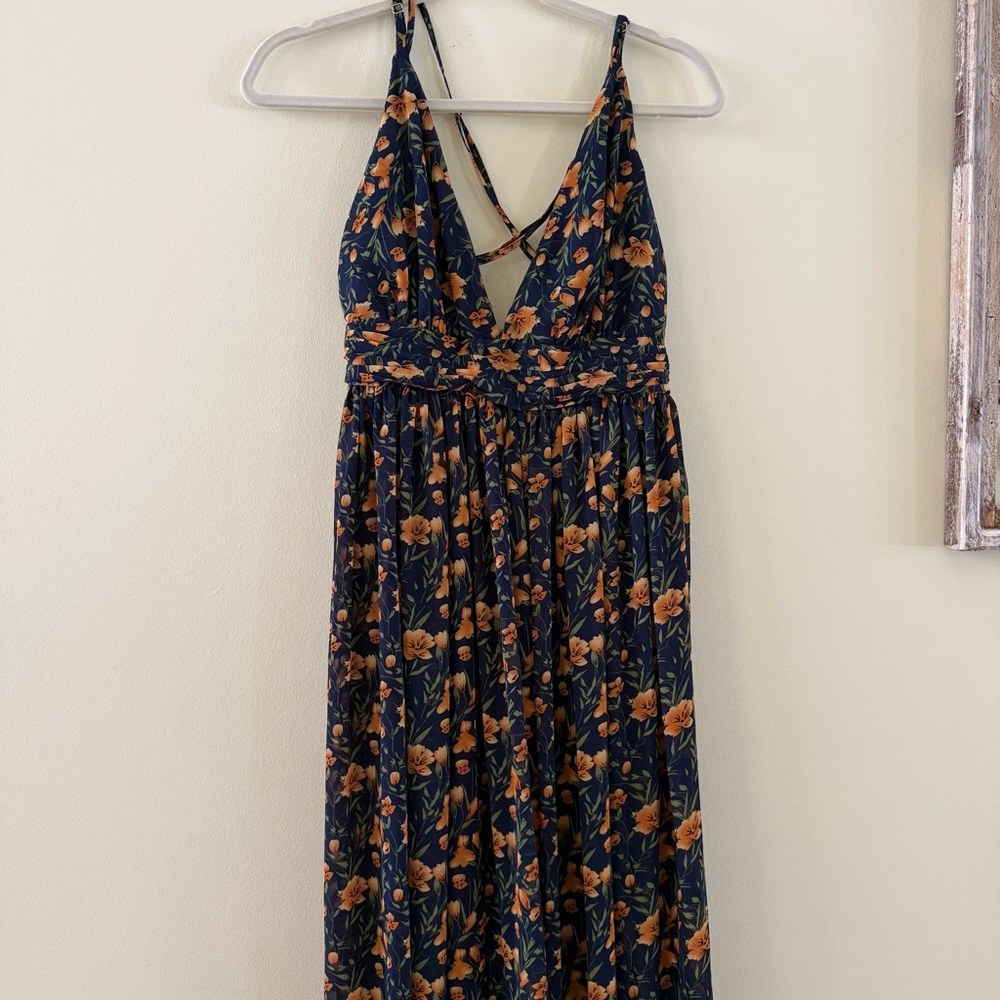 Lulus Floral Navy Dress